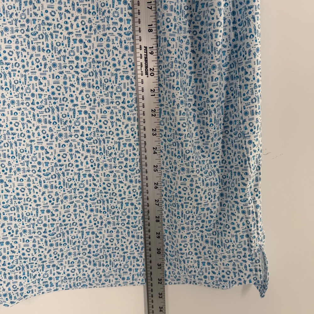 Peter Millar Summer Comfort Crown Sport Polo Mens XL Blue White Print MS20EK31S - Picture 8 of 10